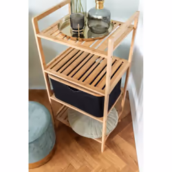 WENKO 50779100 étagères Étagère Autonome Bambou, Polyester Bambou, Noir