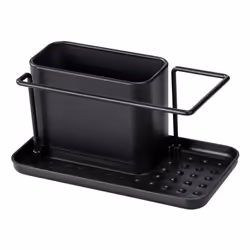 WENKO Organisateur d'évier Orio Noir Pot amovible en inox