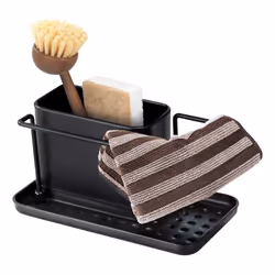 WENKO Organisateur d'évier Orio Noir Pot amovible en inox