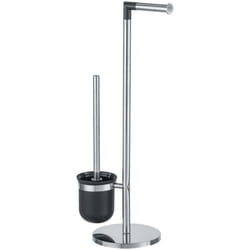 Combiné wc 2en1 Parus Wenko Accessoire toilettes, Brosse wc et dérouleur papier toilette, Acier inoxydable anti rouille, dim 25,5x57x16,5 cm, Argent