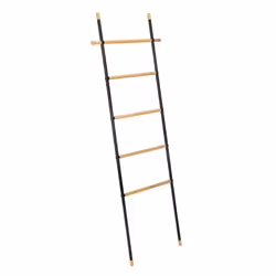 Serviteurs et porte-serviettes - Wenko - Echelle à serviettes avec crochets Loft - Beige/Noir - L 435 x H 162 cm