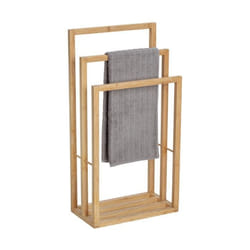 WENKO Porte Serviette sur pied Salle de Bain BAMBUSA  Sèche-serviettes 3 barres  Support Serviette en Bambou  425 x 86 x 235