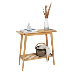 WENKO Console Table dentrée KONA  Table dappoint en bambou  Etagère à 2 niveaux  Entrée Salon Couloir  80 x 76 x 30 cm
