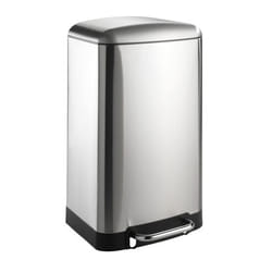 WENKO 21769100 poubelle 30 L Carré Polypropylène (PP), Acier inoxydable Noir, Acier inoxydable
