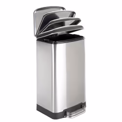 WENKO 21769100 poubelle 30 L Carré Polypropylène (PP), Acier inoxydable Noir, Acier inoxydable