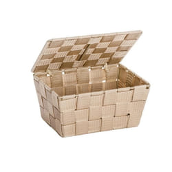 WENKO Panier de rangement Salle de bain avec couvercle Adria petite boite de rangement Polypropylène 19x14x10 cm beige