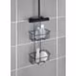 WENKO Étagère de Douche MILO Noir Panier de Douche Sans Perçage à Suspendre 2 Niveaux Acier Inoxydable Noir 25x55x14 cm