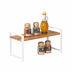 WENKO Louisa, Étagère, Autonome, Métal, Bois, Blanc, Bois, Cuisine, 1 étagères