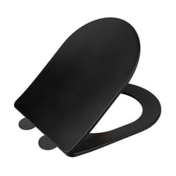 WENKO Abattant WC ultra Fin GALATI  Duroplast anti-bactérien  Fermeture Douce  Déclipsable Fixation facile  Noir  36x46 cm