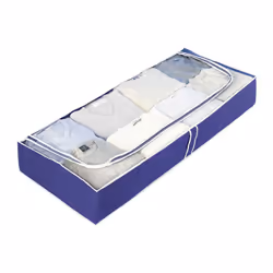 WENKO 4380630100, Sac rigide pour vêtements, Bleu, PVC, Plastique, Fermeture à glissière, 103 cm, 45 cm