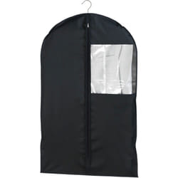Housse de vêtements Deep Black, Housse de protection pour costume avec fermeture éclair - fenêtre transparente et ouverture pour cintre, Polyester,