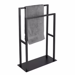 Porte-Serviettes sur Pied - WENKO - RIVALTANA - Acier inoxydable - Noir mat - 2 Barres