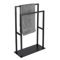 Porte-Serviettes sur Pied - WENKO - RIVALTANA - Acier inoxydable - Noir mat - 2 Barres