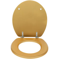 Wenko - Abattant wc or Aldeno mdf 37x41 cm avec fixation inox design élégant en doré mat feuchtigkeitsresistent et facile à nettoyer pour toilettes