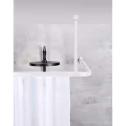 WENKO Support de Tringle Plafond ERA Barre de Fixation Stabilisateur pour Rail de Rideau de Douche ERA Aluminium Blanc 57