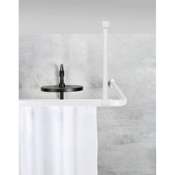 WENKO Support de Tringle Plafond ERA  Barre de Fixation Stabilisateur pour Rail de Rideau de Douche ERA  Aluminium  Blanc  57
