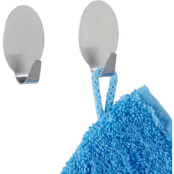 Crochet mural porte serviette, Lot de 2 crochets muraux porte manteau, fixation sans perçage, adhésif puissant, design ovale, acier inoxydable,
