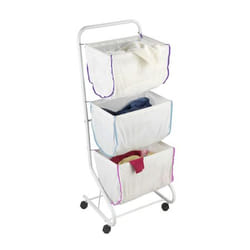 WENKO 62080100 panier à linge Rectangulaire Coton, Métal, Polyester Blanc