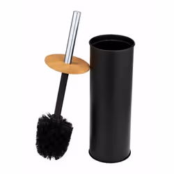 WENKO 26071100, Support et brosse pour toilettes, Noir, Argent, Bois, Métal, Bambou, 385 mm, 9,5 cm