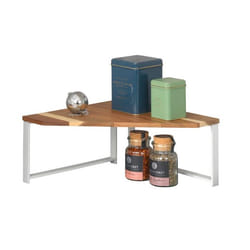 WENKO Etagère dangle de Cuisine LOUISA  Organisateur Plan de Travail Placard  Rangement épices  Métal Blanc Bois  30x30x15cm
