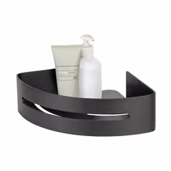 WENKO Étagère Murale de Douche dAngle BIVIO  Fixation sans Perçage  Rangement Douche  Aluminium Inox  Noir Mat  305x8x23 cm