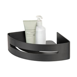 WENKO Étagère Murale de Douche dAngle BIVIO  Fixation sans Perçage  Rangement Douche  Aluminium Inox  Noir Mat  305x8x23 cm