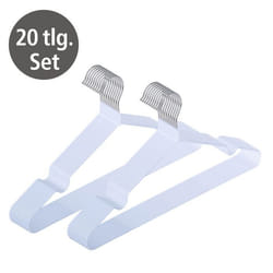 WENKO Cintres fins SASCHA  Lot de 20 pièces  Gain de place  Crochet pivotant  Chemises Vestes et Robes  Blanc  40x20x05 cm
