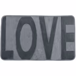 Exceptionnellement moelleux : le tapis de salle de bain mémoire de forme Love gris souris. Avec son sigle chaleureux et sa co ...