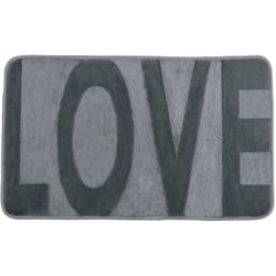Tapis de bain mémoire de forme, Love gris souris, tapis salle de bain antidérapant, polyester, 50x80 cm, gris - Wenko