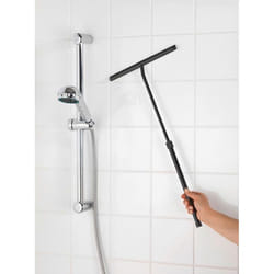 WENKO Raclette de Douche Télescopique  Nettoyage Sans Traces pour Vitre et Carrelage  Raclette Salle de Bain Noir  26x37-59 cm