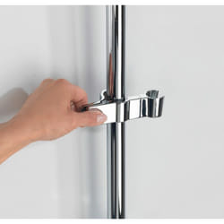 WENKO Support Pommeau de Douche Métal Chromé  Support Douchette Universelle sans Outils  Barre Ø 19-25 mm  Argent  11x27x3 cm