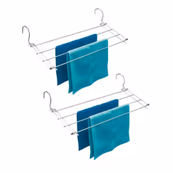 WENKO Étendoir à Linge Radiateur Balcon Baignoire Lot de 2 Séchoir Pliable Longueur Étendage 240m Chromé 57x75x23 cm