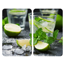 WENKO Mojito planche à découper pour cuisine Rectangulaire Plastique, Verre trempé, Élastomère thermoplastique (TPE) Vert