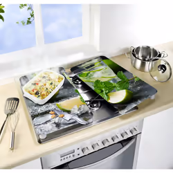 WENKO Mojito planche à découper pour cuisine Rectangulaire Plastique, Verre trempé, Élastomère thermoplastique (TPE) Vert
