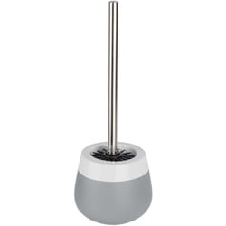 WENKO Porte Brosse WC céramique Malta, Brosse WC silicone noire, Céramique, Ø 13,6x39 cm, gris/blanc