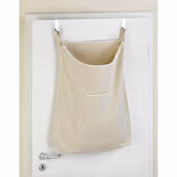 WENKO Canguro panier à linge 65 L Coton, Acier inoxydable Beige, Argent