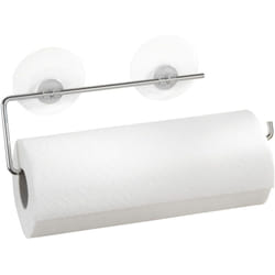 Porte sopalin mural sans perçage Static-Loc®, Dévidoir Essuie Tout mural sans perçage, ventouse repositionnable, Métal, 8,5x30 cm, Argent - Wenko