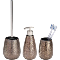 Wenko - Set accessoires de salle de bain 3 p Marrakesh Composé d'un gobelet, distributeur de savon et brosse wc manche inox, Céramique inspiration