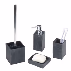 WENKO Slate Rock Polyrésine Carré Unique Ensemble d'accessoires pour salle de bain