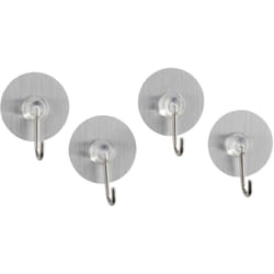 WENKO Static-Loc® crochet adhésif mural ø3.8 cm, argent, Lot de 4