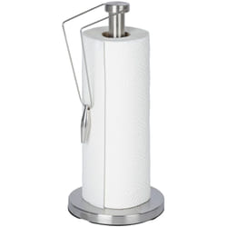 Porte Essuie tout Preston, Porte Essuie Tout vertical avec barre de maintien, acier inox, ø 15x33 cm, argent mat - Wenko