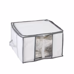 WENKO Soft Box S, Sac souple pour vêtements, Transparent, Blanc, Polyéthylène, Polypropylène (PP), Fermeture à glissière, 40  ...