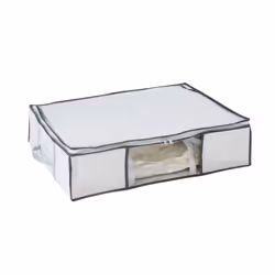 WENKO Soft Box M, Sac souple pour vêtements, Transparent, Blanc, Polyéthylène, Polypropylène (PP), Fermeture à glissière, 65  ...