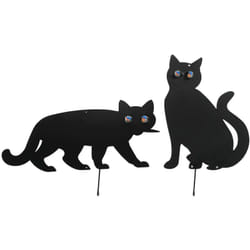 Wenko - Epouvantail oiseau en forme de Chat, Epouvantail de jardin, éloigne les oiseaux indésirables du jardin, Lot de 2, Yeux Verre - Fer, 37x24 cm,
