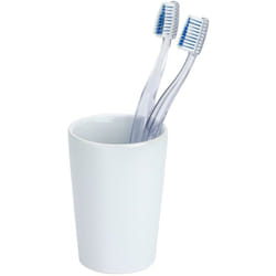 Wenko - Gobelet Salle de Bain, Porte Brosse à Dent Coni, Céramique, ø 7,5x10,7 cm, blanc