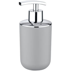 Wenko - Distributeur Savon Liquide, Porte Savon Liquide, Brasil, Capacité 320 ml, pet incassable, 7.3x16.5x9 cm, Gris