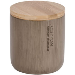 Boîte rangement salle de bain Palo, petite boite avec couvercle bambou, Polyrésine - bambou, ø 9,8x11 cm, taupe - marron - Wenko