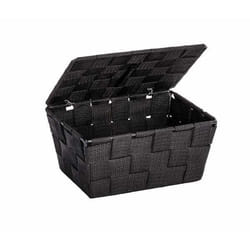 WENKO Panier de salle de bains avec couvercle Adria noir