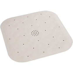 Wenko - Tapis de douche, Tapis Salle de bain antidérapant avec évacuation eau, Caoutchouc naturel, 54 x 54 cm, beige