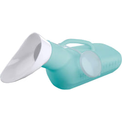 Urinoir unisexe, avec fermeture étanche et graduation jusqu'à 800 ml, convient aussi aux femmes, Plastique, 32,5x15x10 cm, vert - blanc - Vert - Wenko
